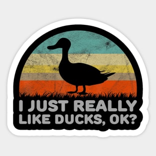 Funny I Just Really Like Ducks OK Sticker